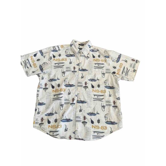 Nautica Other - Vintage 90s Nautica Shirt Mens XL Logo Print Bold‎ Yacht Club Sailing Nautical